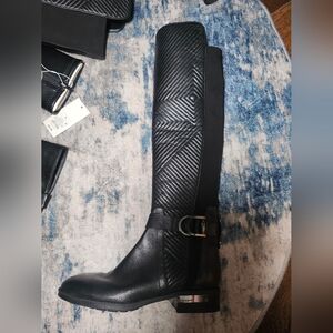 Vince Camuto Black Quilted Tall Riding Boots